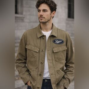 Deus Ex Machina Troop Overshirt Jacket Khaki Cotton Workwear NWT Small